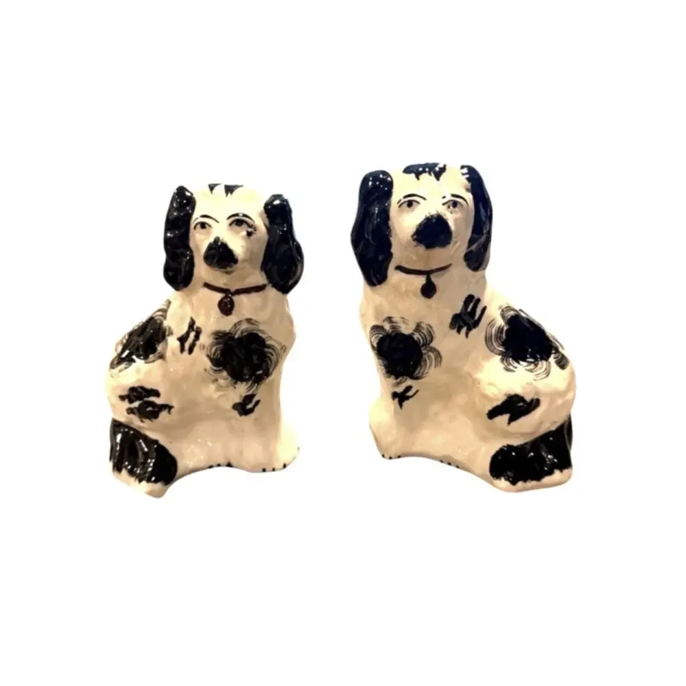 Possible Antique Victorian Staffordshire Spaniel Mantel Dogs Pair 6